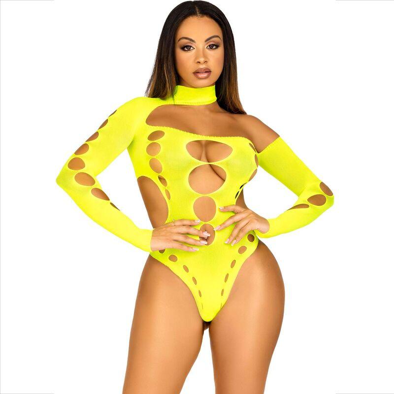 LEG AVENUE - BODY SIN COSTRURAS CON TANGA AMARILLO - Optelum