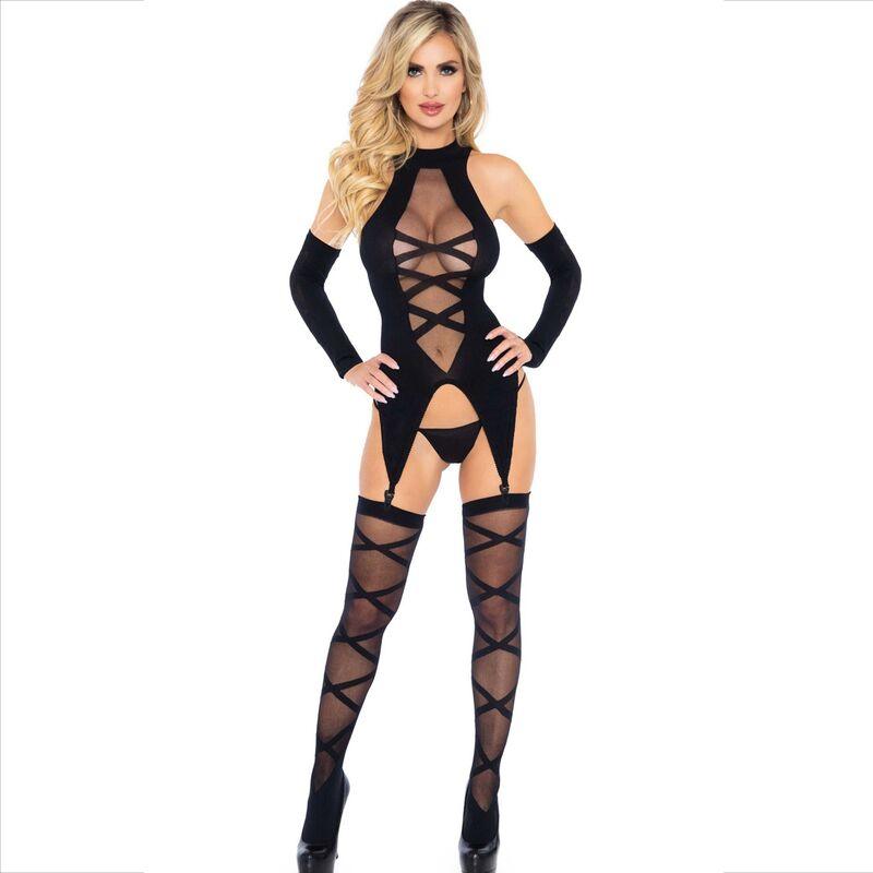 LEG AVENUE - SET 3 PIEZAS BODY + MEDIAS + MANGAS - Optelum