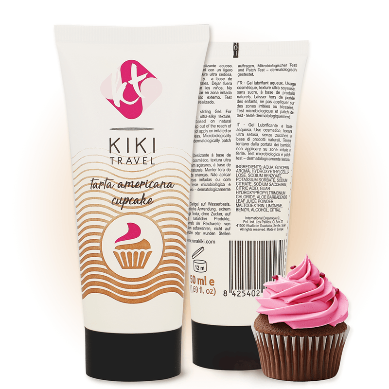 KIKÍ TRAVEL - GEL DESLIZANTE SABOR A TARTA AMERICANA CUPCAKE 50 ML - Optelum