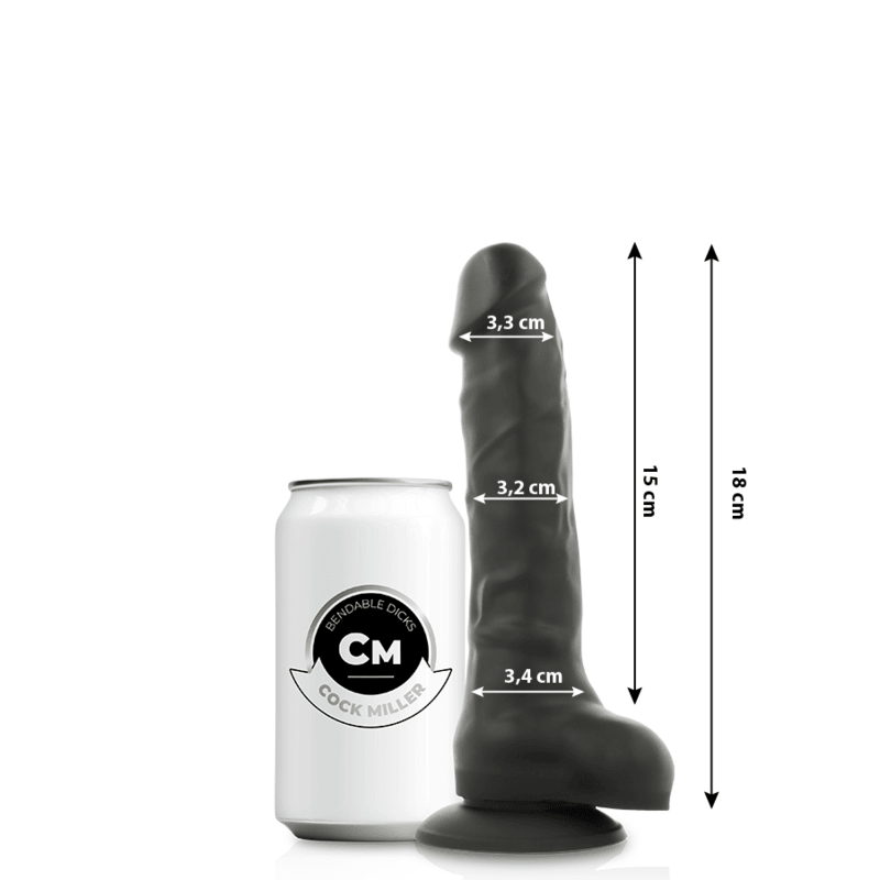 COCK MILLER - SILICONA DENSITY COCKSIL ARTICULABLE NEGRO 18 CM - Optelum