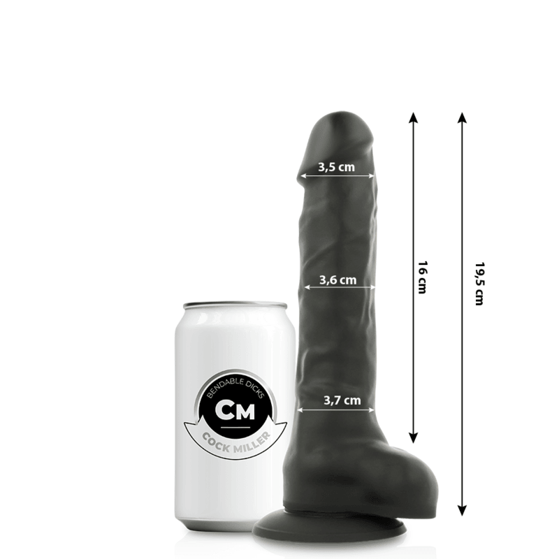 COCK MILLER - SILICONA DENSITY COCKSIL ARTICULABLE NEGRO 19.5 CM - Optelum