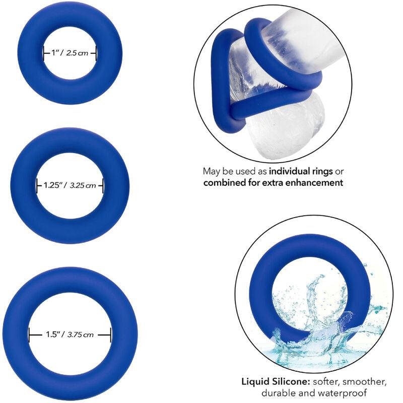 CALEXOTICS - ADMIRAL SET 3 ANILLOS PARA PENE AZUL - Optelum
