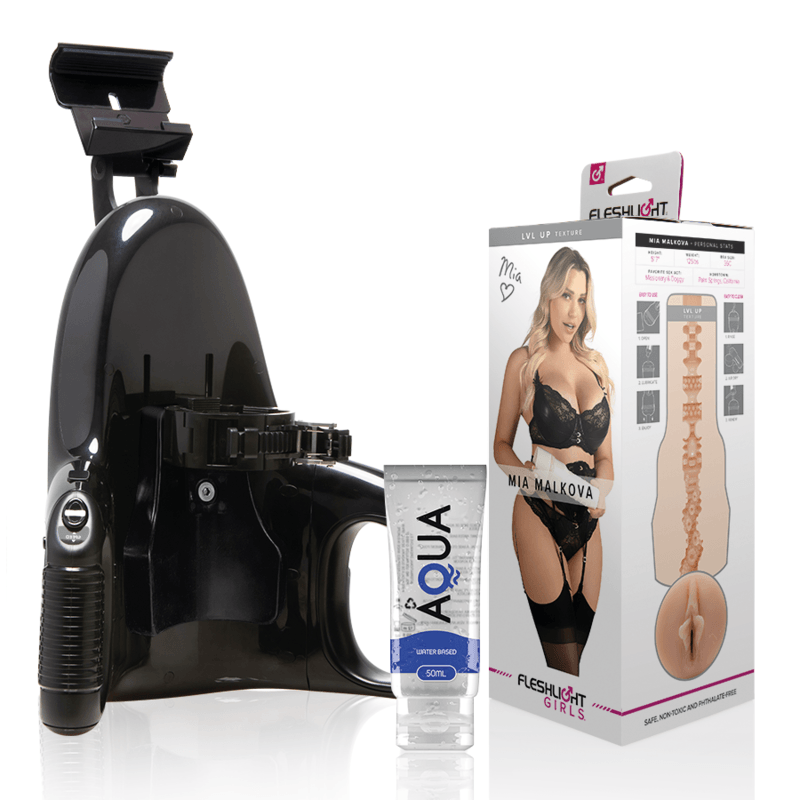 FLESHLIGHT - MIA MALKOVA VAGINA LVL UP + UNIVERSAL LAUNCH + LUBRICANTE AQUA QUALITY 50 ML - Optelum