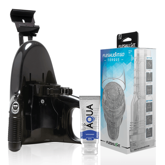 FLESHLIGHT - GO MASTURBADOR TORQUE ICE + UNIVERSAL LAUNCH + LUBRICANTE AQUA QUALITY 50 ML - Optelum