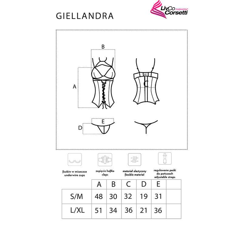 LIVCO CORSETTI FASHION - GIELLANDRA FOR THE SENSES COLLECTION CORSET + PANTY NEGRO L/XL - Optelum