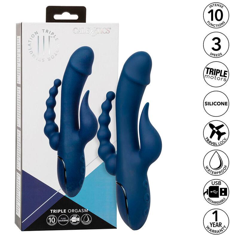 CALEXOTICS - VIBRADOR TRIPLE ORGASM AZUL - Optelum