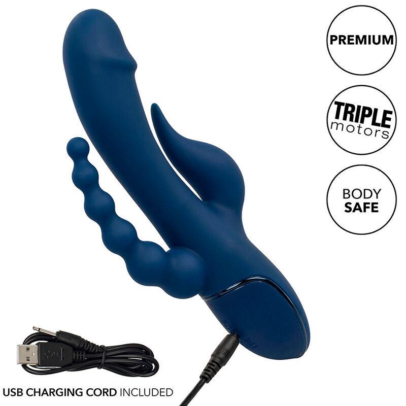 CALEXOTICS - VIBRADOR TRIPLE ORGASM AZUL - Optelum