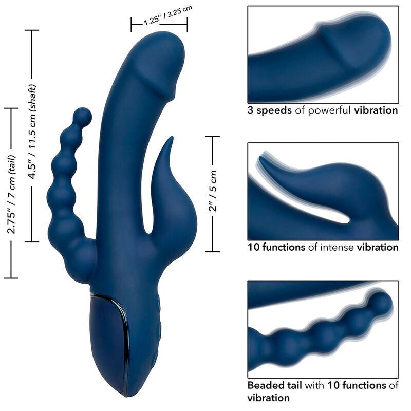 CALEXOTICS - VIBRADOR TRIPLE ORGASM AZUL - Optelum