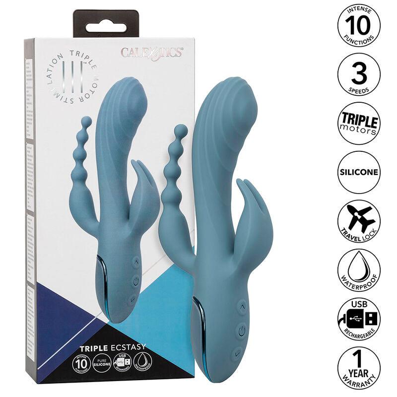 CALEXOTICS - VIBRADOR TRIPLE ÉXTASIS GRIS - Optelum