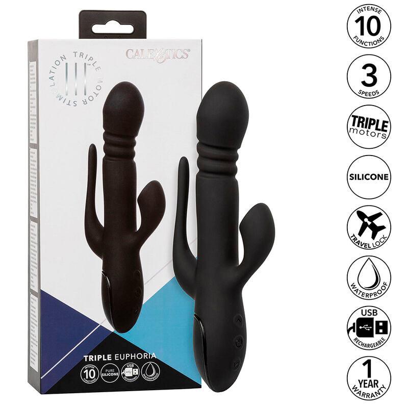 CALEXOTICS - VIBRADOR TRIPLE EUPHORIA NEGRO - Optelum