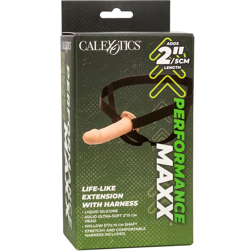 CALEXOTICS - PERFORMANCE MAXX EXTENSIÓN REALISTA CON ARNÉS PIEL CLARO - Optelum