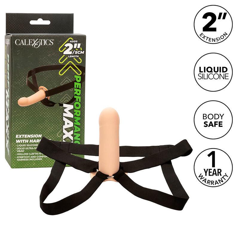 CALEXOTICS - PERFORMANCE MAXX EXTENSIÓN CON ARNÉS PIEL CLARO - Optelum