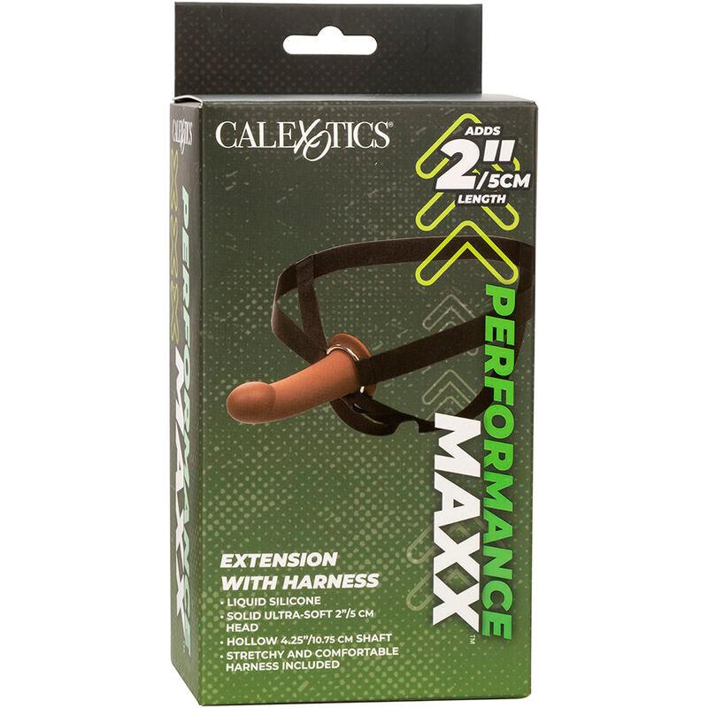 CALEXOTICS - PERFORMANCE MAXX EXTENSIÓN CON ARNÉS PIEL MORENO - Optelum