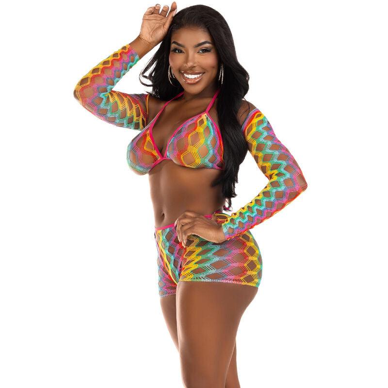 LEG AVENUE - SET TRES PIEZAS MULTICOLOR - Optelum