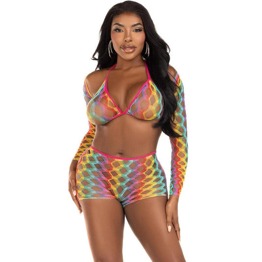 LEG AVENUE - SET TRES PIEZAS MULTICOLOR - Optelum