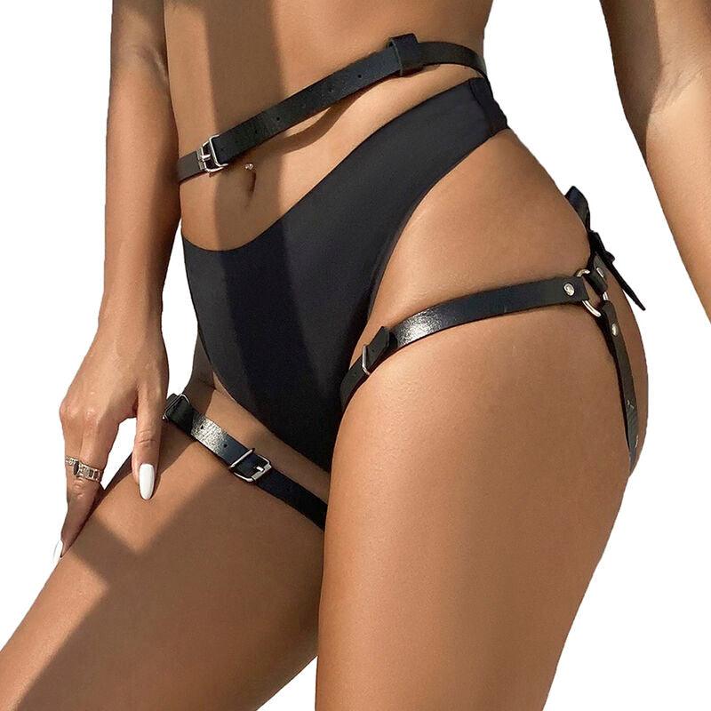 SUBBLIME - ARNÉS CINTURA Y PIERNAS CUERO NEGRO TALLA ÚNICA - Optelum