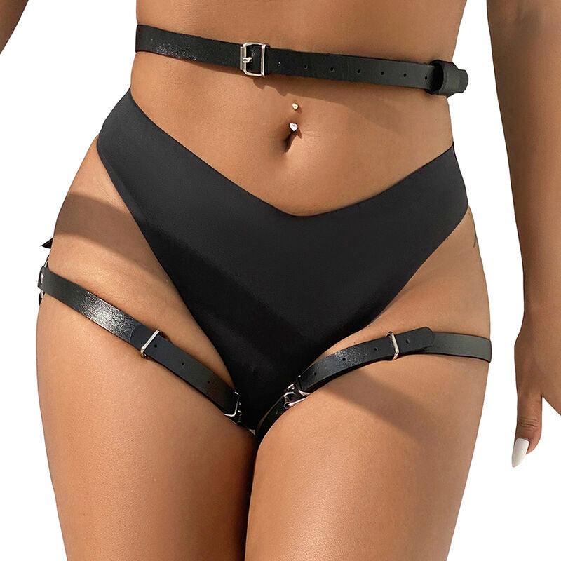 SUBBLIME - ARNÉS CINTURA Y PIERNAS CUERO NEGRO TALLA ÚNICA - Optelum