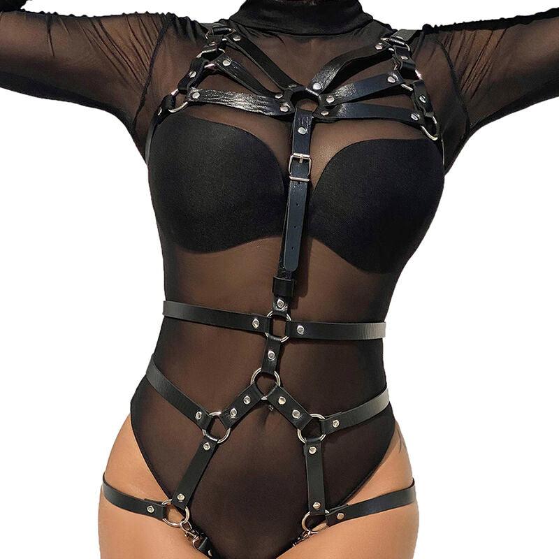 SUBBLIME - ARNÉS DE CUERPO CORREAS AJUSTABLE CUERO NEGRO TALLA ÚNICA - Optelum