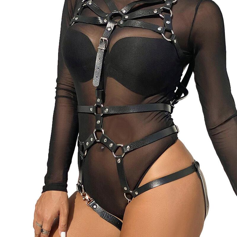 SUBBLIME - ARNÉS DE CUERPO CORREAS AJUSTABLE CUERO NEGRO TALLA ÚNICA - Optelum