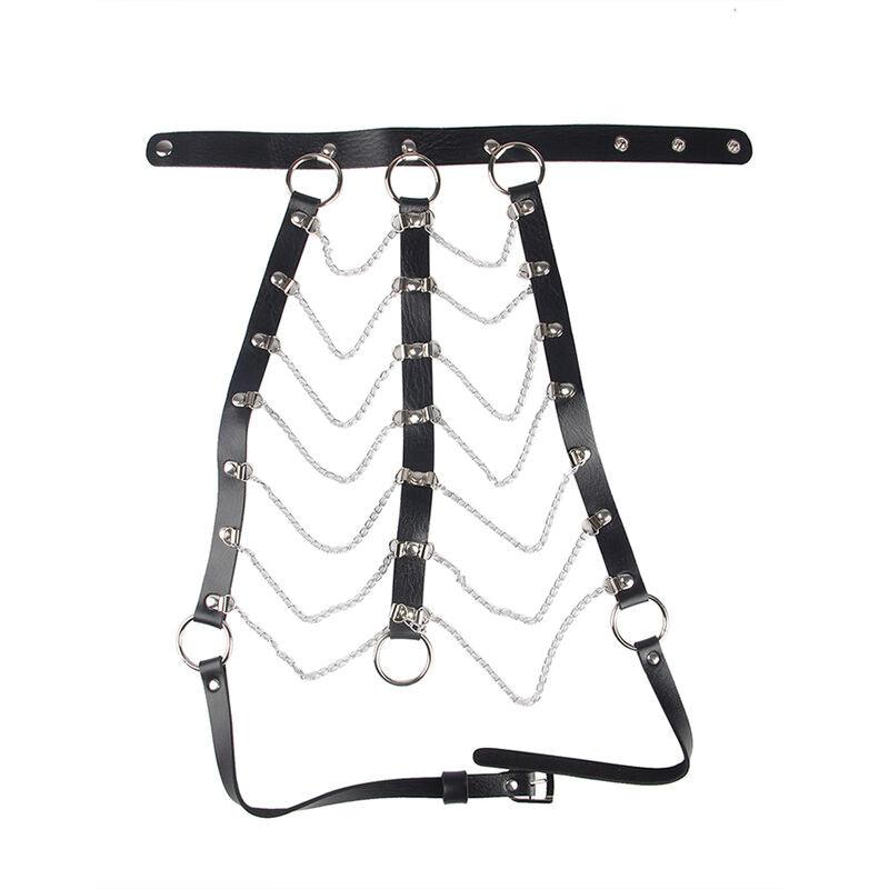 SUBBLIME - ARNÉS DE PECHO CADENAS CUERO NEGRO TALLA ÚNICA - Optelum