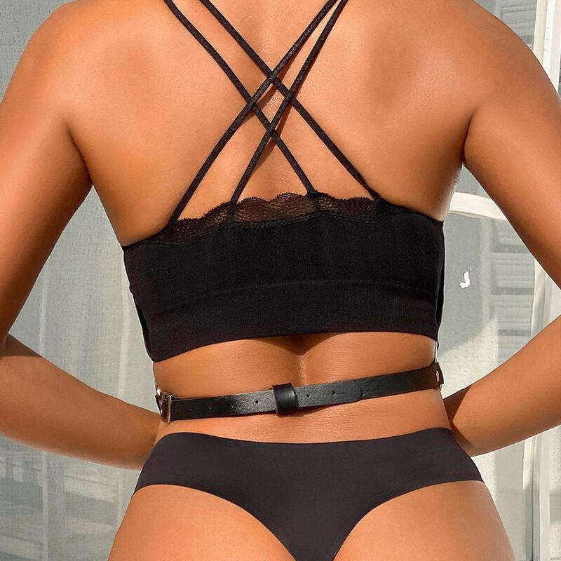 SUBBLIME - ARNÉS DE PECHO CADENAS CUERO NEGRO TALLA ÚNICA - Optelum