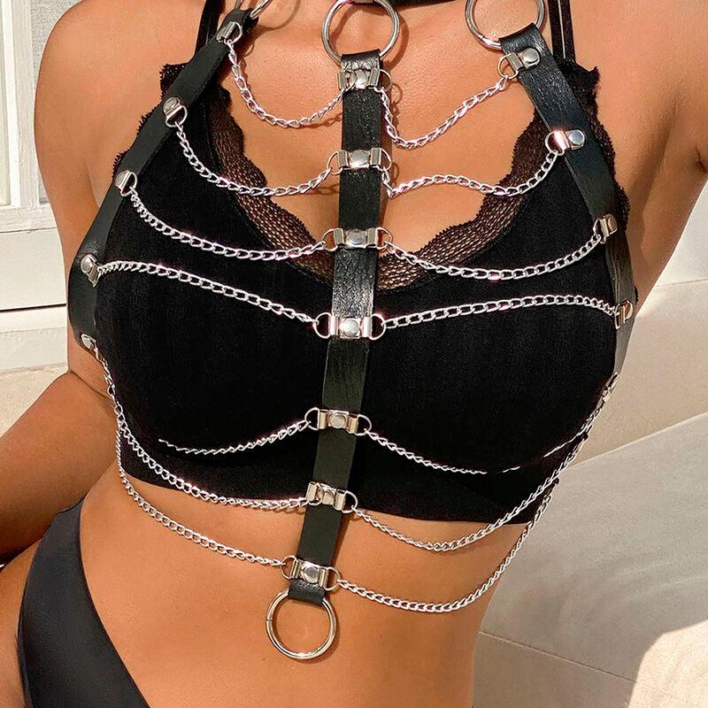 SUBBLIME - ARNÉS DE PECHO CADENAS CUERO NEGRO TALLA ÚNICA - Optelum