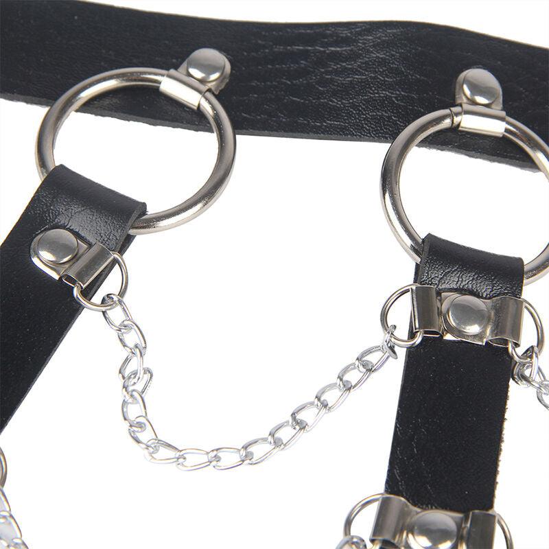 SUBBLIME - ARNÉS DE PECHO CADENAS CUERO NEGRO TALLA ÚNICA - Optelum