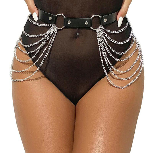 SUBBLIME - CINTURON DE CADENAS CUERO NEGRO TALLA ÚNICA - Optelum