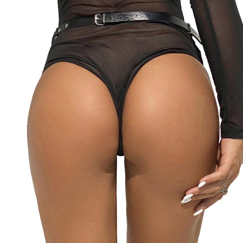 SUBBLIME - CINTURON DE CADENAS ANILLAS CUERO NEGRO TALLA ÚNICA - Optelum