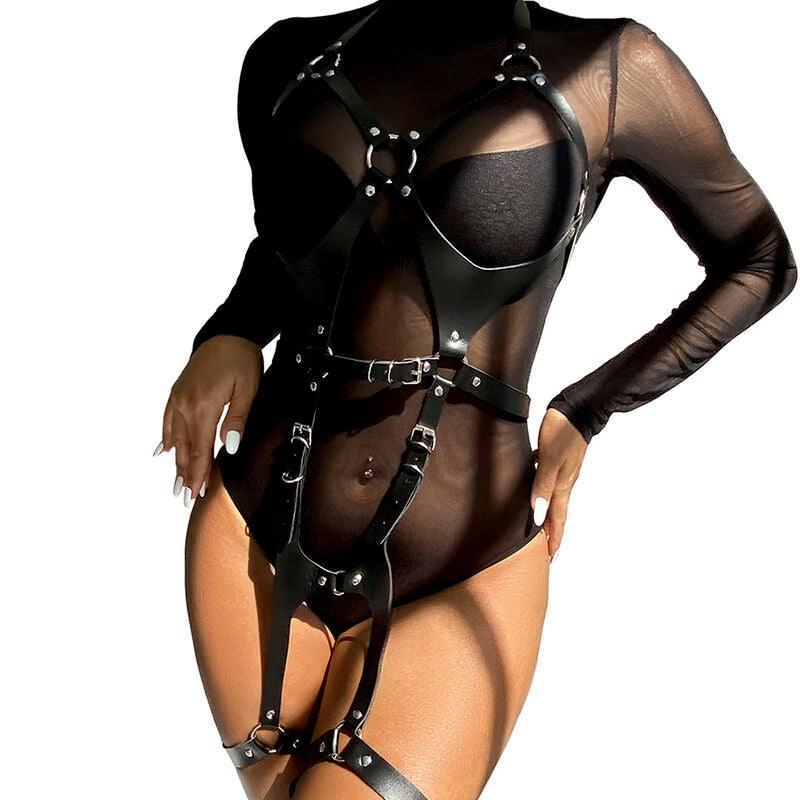 SUBBLIME - ARNÉS CUERPO ENTERO CON HEBILLAS CUERO NEGRO TALLA ÚNICA - Optelum