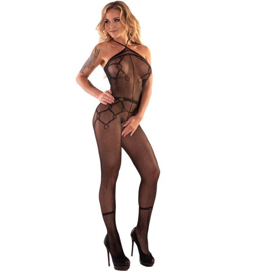 LIVCO CORSETTI FASHION - HACINT LC 17342 BODYSTOCKING CROTCHLESS NEGRO TALLA ÚNICA - Optelum
