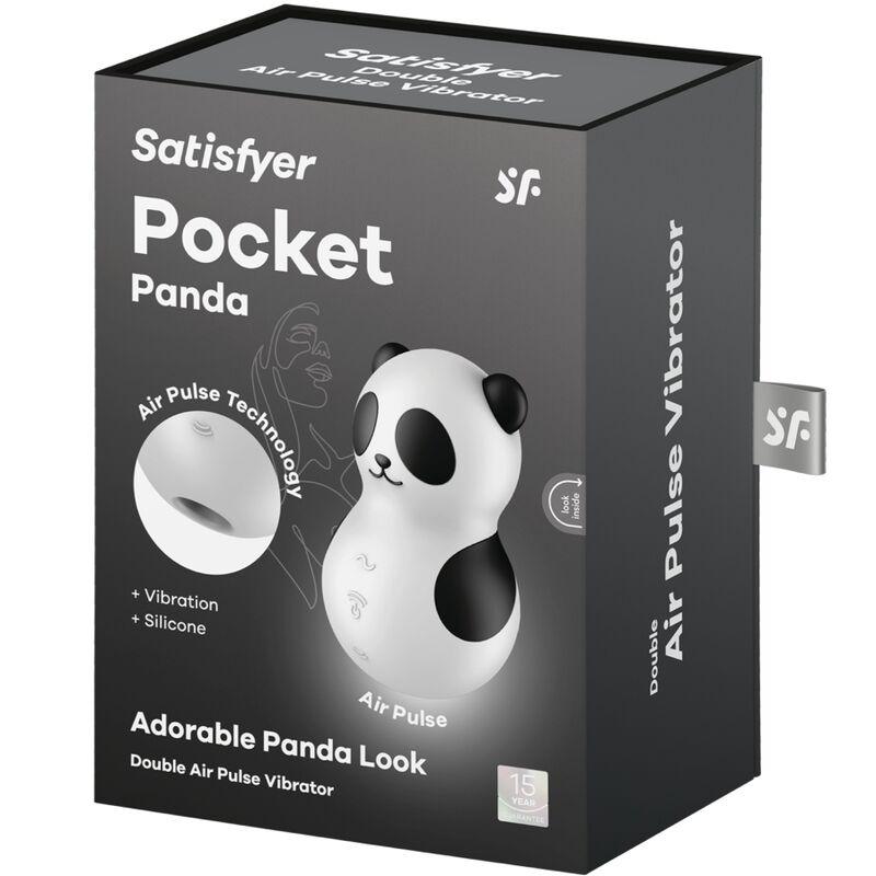 SATISFYER - POCKET PANDA ESTIMULADOR & VIBRADOR BLANCO Y NEGRO - Optelum