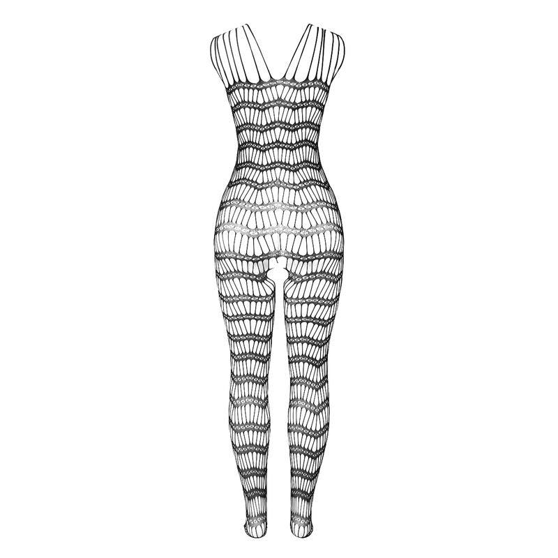 SUBBLIME - 951696 BODYSTOCKING CROTCHLESS DE REJILLA CON TIRAS EN HOMBROS NEGRO TALLA ÚNICA - Optelum