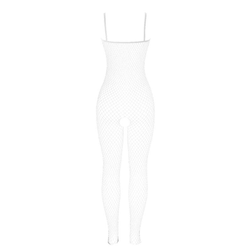 SUBBLIME - 951740 BODYSTOCKING CROTCHLESS DE REJILLA CON LAZOS BLANCO TALLA ÚNICA - Optelum