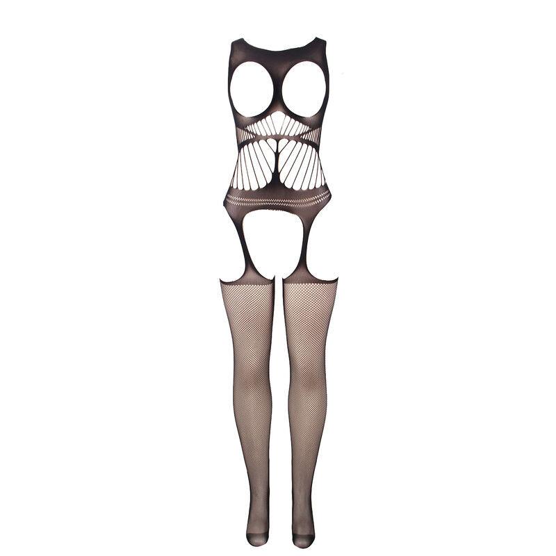 SUBBLIME - 951900 BODYSTOCKING CROTCHLESS DE REJILLA CON COPA Y HOMBROS ABIERTOS NEGRO TALLA ÚNICA - Optelum