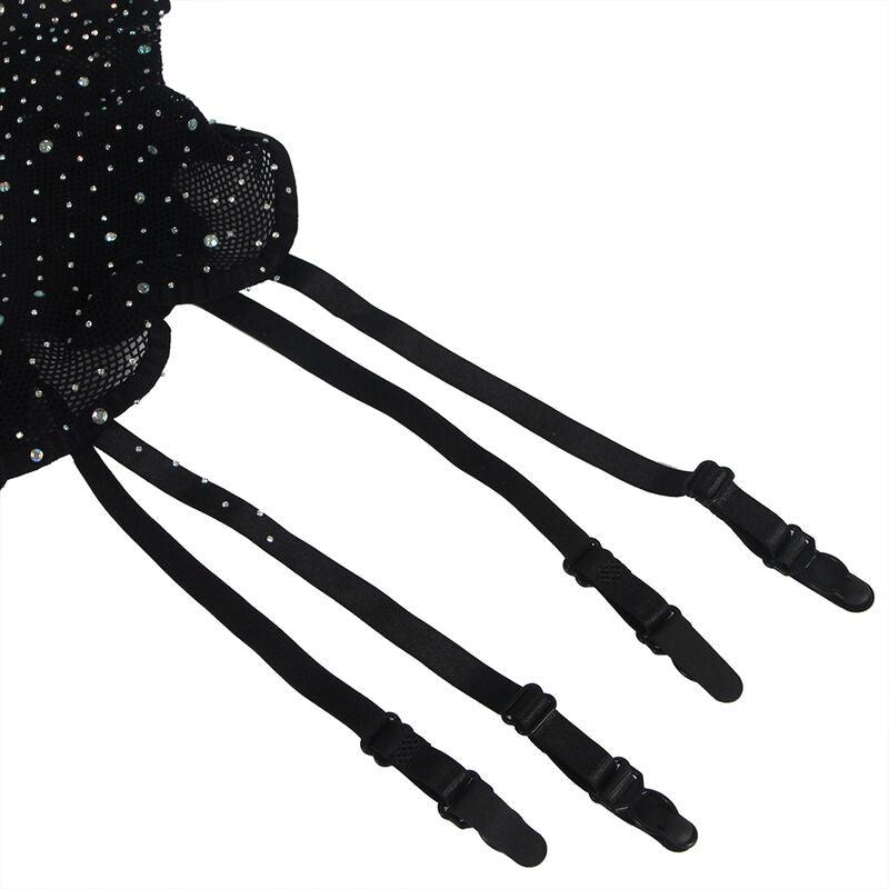SUBBLIME - 952174 BODYSTOCKING DE REJILLA CON GUANTES Y DIAMANTES NEGRO TALLA ÚNICA - Optelum