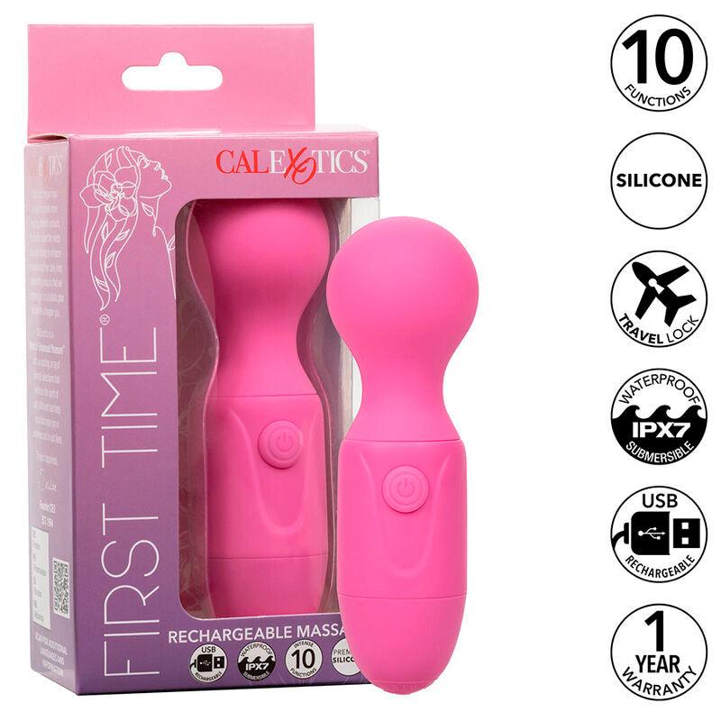 CALEXOTICS - FIRST TIME MASAJEADOR RECARGABLE 10 VIBRACIONES ROSA - Optelum