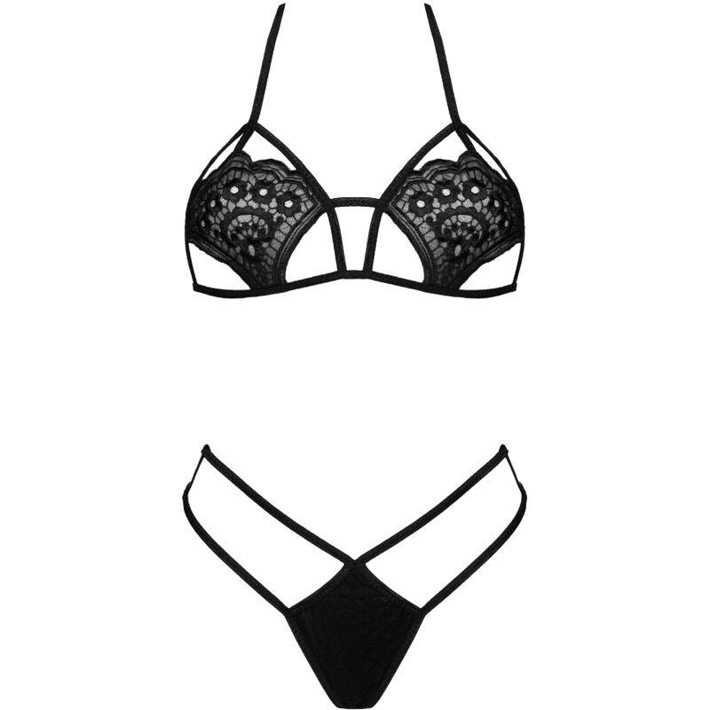 LIVCO CORSETTI FASHION - JIMENA LC 20216 SUJETADOR + TANGA NEGRO TALLA ÚNICA - Optelum