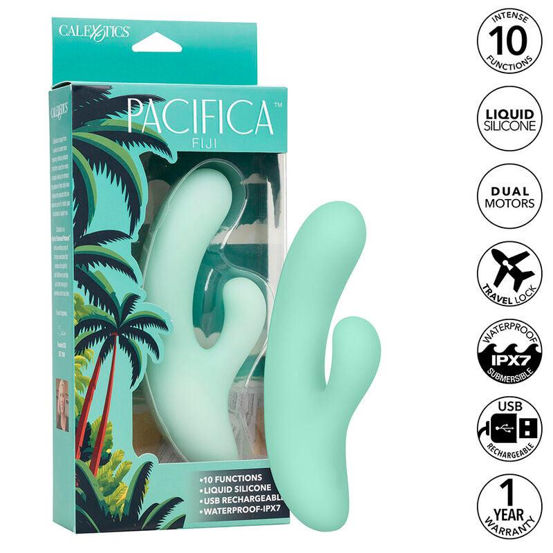 CALEXOTICS - PACIFICA FIJI VIBRADOR Y ESTIMULADOR PUNTO G 10 VIBRACIONES AQUA - Optelum