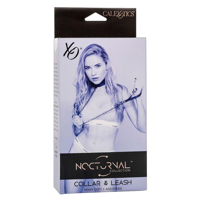 CALEXOTICS - NOCTURNAL COLLAR Y CORREA CUERO AJUSTABLE NEGRO - Optelum