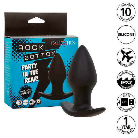CALEXOTICS - ROCK BOTTOM PERFECT PLUG ANAL 10 VIBRACIONES SILICONA NEGRO - Optelum