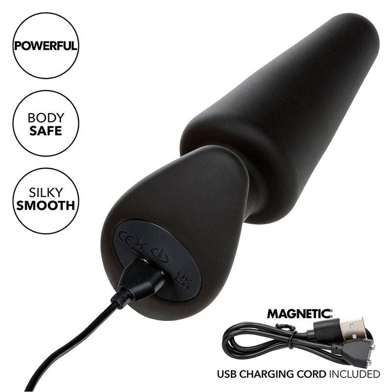 CALEXOTICS - ROCK BOTTOM PLUG ANAL CÓNICO 10 VIBRACIONES SILICONA NEGRO - Optelum