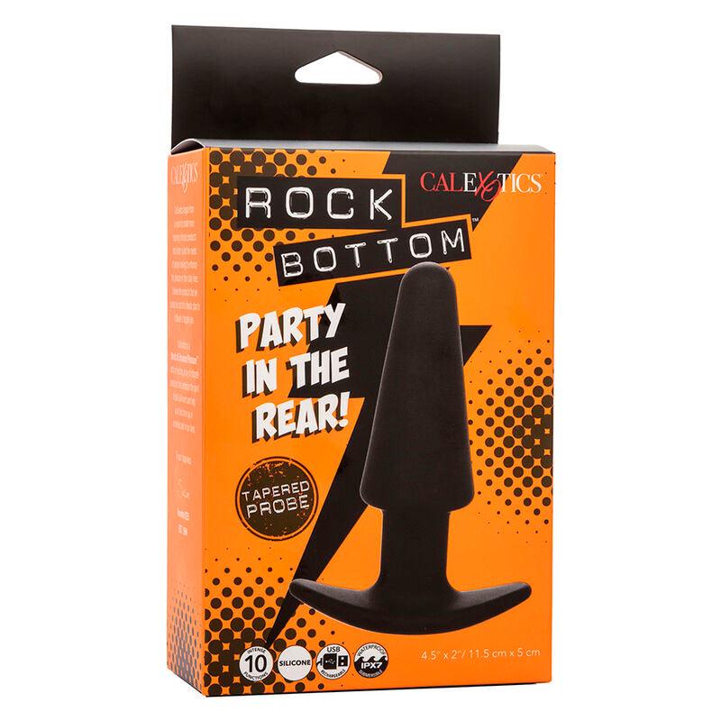 CALEXOTICS - ROCK BOTTOM PLUG ANAL CÓNICO 10 VIBRACIONES SILICONA NEGRO - Optelum