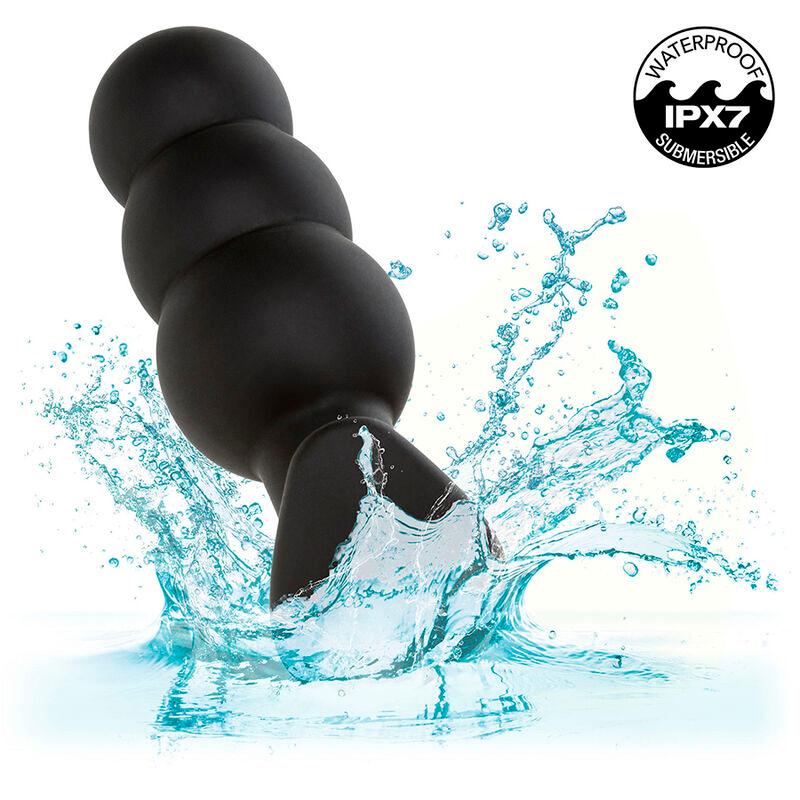 CALEXOTICS - ROCK BOTTOM PLUG ANAL CON CUENTAS 10 VIBRACIONES SILICONA NEGRO - Optelum