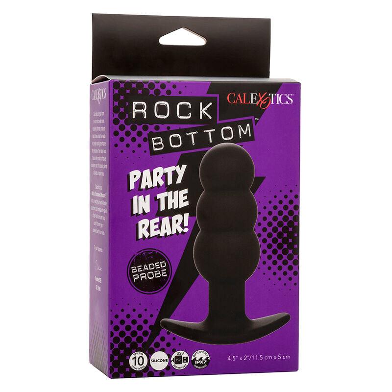 CALEXOTICS - ROCK BOTTOM PLUG ANAL CON CUENTAS 10 VIBRACIONES SILICONA NEGRO - Optelum