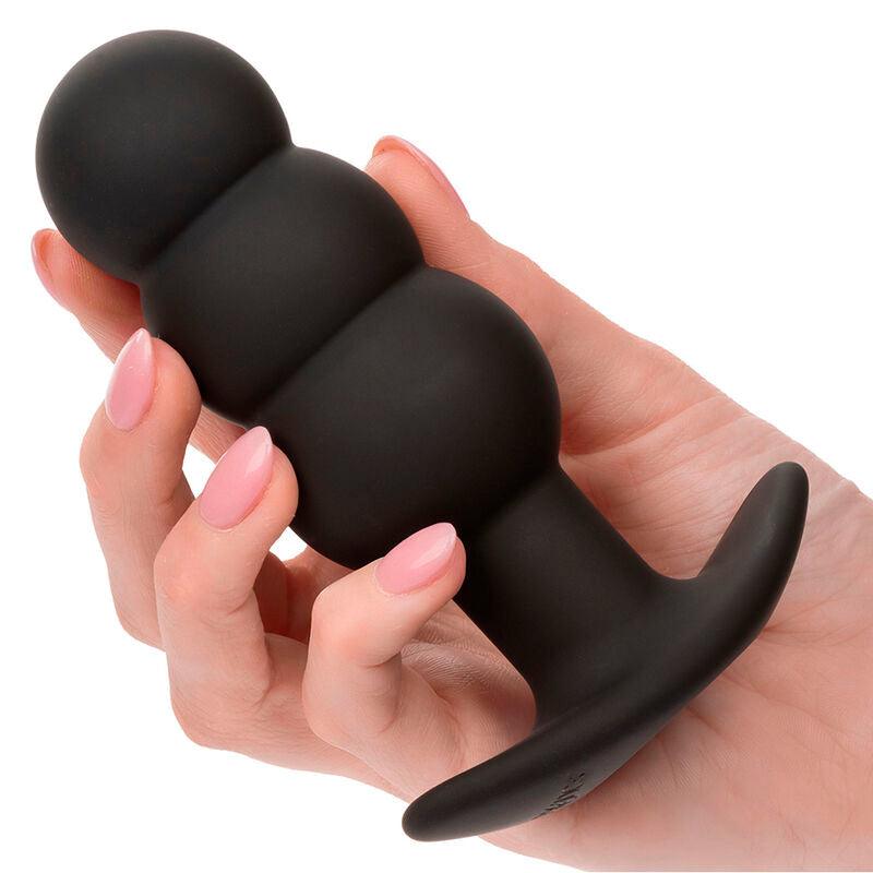 CALEXOTICS - ROCK BOTTOM PLUG ANAL CON CUENTAS 10 VIBRACIONES SILICONA NEGRO - Optelum