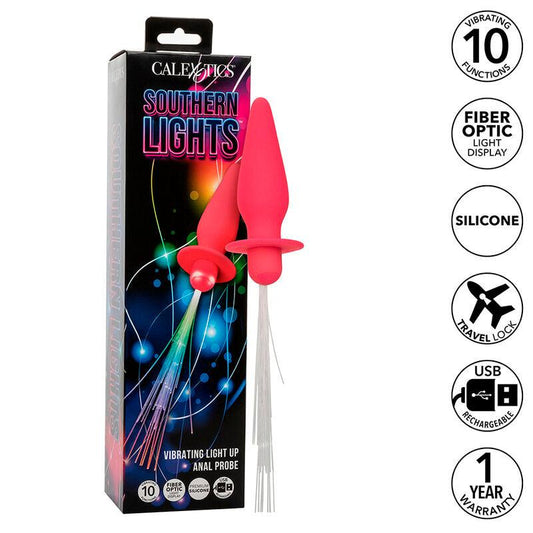 CALEXOTICS - SOUTHERN LIGHTS LIGHT UP PLUG ANAL CON LUCES 10 VIBRACIONES SILICONA ROSA - Optelum