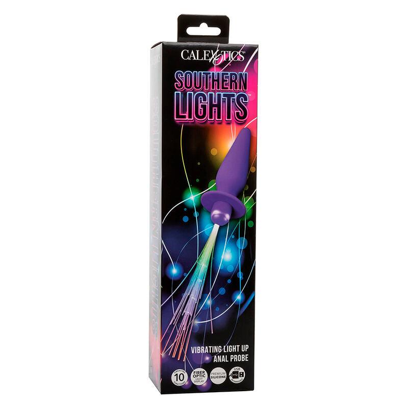 CALEXOTICS - SOUTHERN LIGHTS LIGHT UP PLUG ANAL CON LUCES 10 VIBRACIONES SILICONA VIOLETA - Optelum