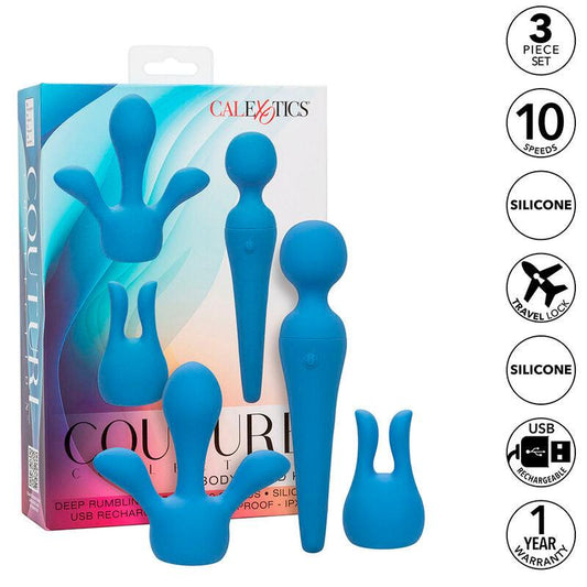 CALEXOTICS - COUTURE KIT VIBRADOR WAND 10 VIBRACIONES AZUL - Optelum