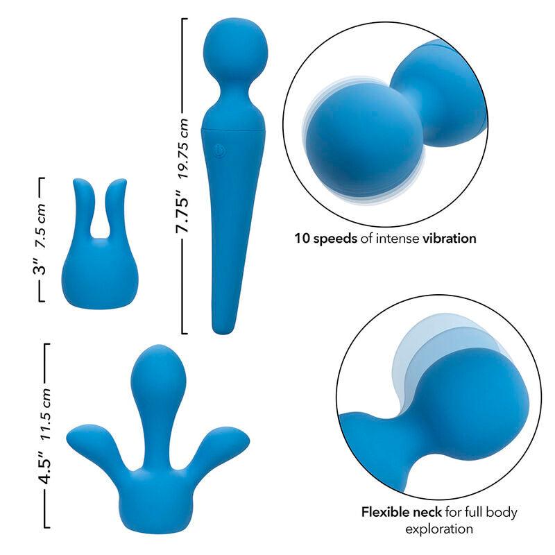 CALEXOTICS - COUTURE KIT VIBRADOR WAND 10 VIBRACIONES AZUL - Optelum